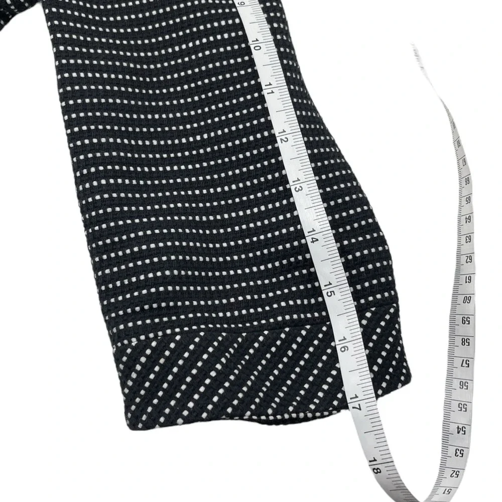 Talbots 12 Black White Polka Dot Cropped Jacket 3/4 Sleeve Button Blazer Preppy